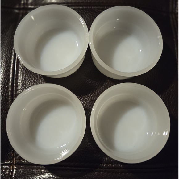 GLASBAKE Vintage Milk Glass Custard Ramekin Cups 4 oz Set of 4 - Picture 1 of 6